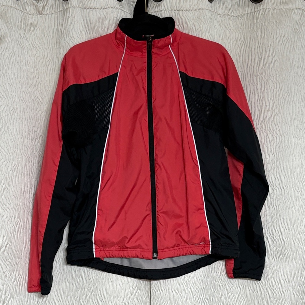 L.L. BEAN Women's Athletic Windbreaker Reflective Gray Jacket Pink Black-Size S